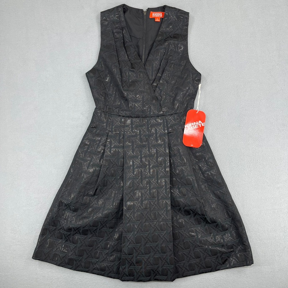 Kirna Zabete Target Black Geometric Textured Sleeveless Fit Flare Dress Size 2